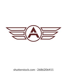 Letra A Marca Logotipo inicial con círculo y alas