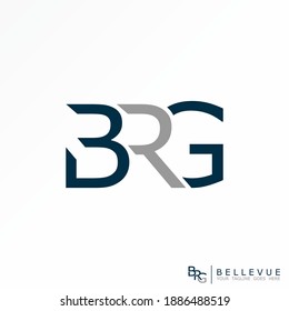 Letter BRG sans serif font in merging and cutting image graphic icon logo design abstract concept vector stock. Can be used as a symbol related to initial or workmark