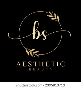Letter BS Beauty Logo with Flourish Ornament