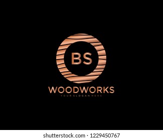 Letter BS initial wood logo vector