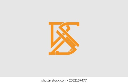 Letter BS Lines Logo Vector Design. Creative Letter Icon with Orange Lines.