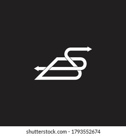 letra bs líneas de flechas geométricas enlazadas swoosh logo vector