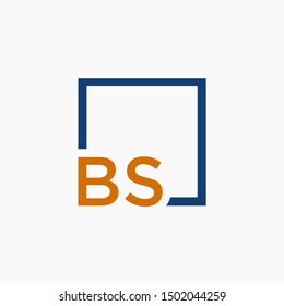 Letter BS Logo design with square frame line art. business consulting concept. studio,room,group icon. Suitable for business, consulting group company. - vector