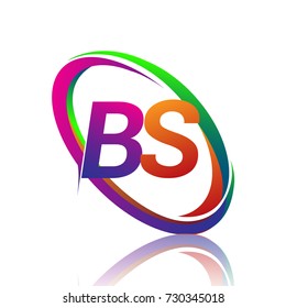 letter BS logotype design for company name colorful swoosh. vector logo for business and company identity.