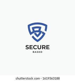 Letter BS SB forming shield logo icon sign. Vector logo for security company. Isolated on white background