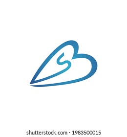 letter BS or SB love logo design
