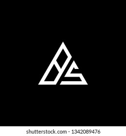 letter BS SB minimalist art monogram triangle shape logo, white color on black background.