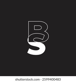 letter bs simple linked thin lines logo vector
