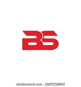 letter bs simple red linked geometric dynamic logo vector 