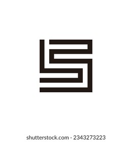 Letter bs square, line geometric symbol simple logo vector