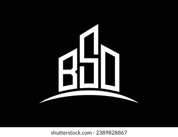 Letter BSO building vector monogram logo design template. Building Shape BSO logo.