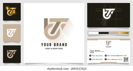 Letter bT or bf monogram logo with business card design