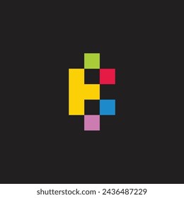 letter bt colorful pixels simple logo vector 