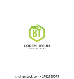 Letter BT eco leaf logo icon design template elements