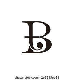 letter bt simple serif font elegant logo vector 
