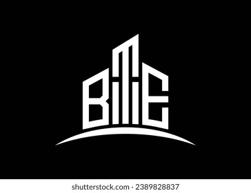 Letter BTE building vector monogram logo design template. Building Shape BTE logo.