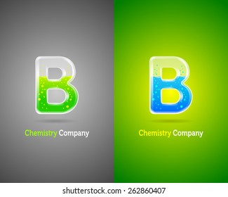 Letter B.Test tubes alphabet colorful font style.Vector illustration.