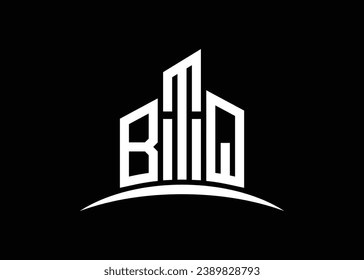 Letter BTQ building vector monogram logo design template. Building Shape BTQ logo.