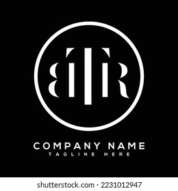 Letra BTR Modelo de diseño de logotipo de fondo negro icono Pro