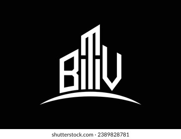 Letter BTV building vector monogram logo design template. Building Shape BTV logo.