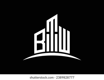 Letter BTW building vector monogram logo design template. Building Shape BTW logo.