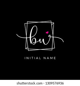 letter BU Beauty square Logo Vector