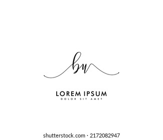 Letter BU Initial handwriting logo with signature and hand drawn style.