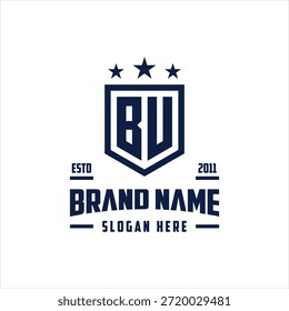 letra BU monograma escudo estrella logo diseño Vector Plantilla