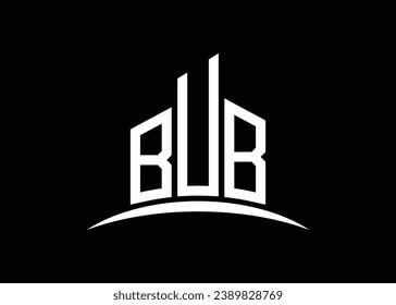 Letter BUB building vector monogram logo design template. Building Shape BUB logo.