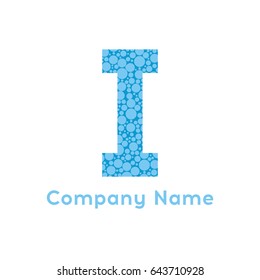 Letter I Bubbles Vector. Blue Bubble Design Vector Illustration. Letter vector design template elements for your application or corporate identity.