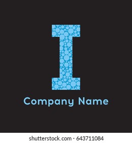 Letter I Bubbles Vector. Blue Bubble Design Vector Illustration. Letter vector design template elements for your application or corporate identity.
