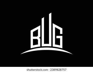 Letter BUG building vector monogram logo design template. Building Shape BUG logo