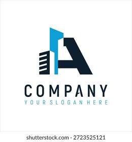 Letra A Construir concepto de construcción logo diseño Vector Plantilla