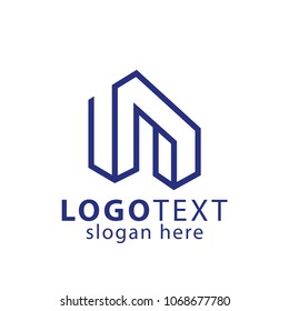 A Letter build logo vector, with line art
