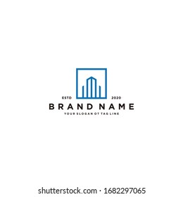 letter I and building logo design vector template