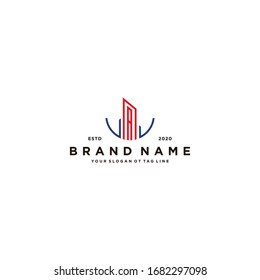 letter A and building logo design vector template