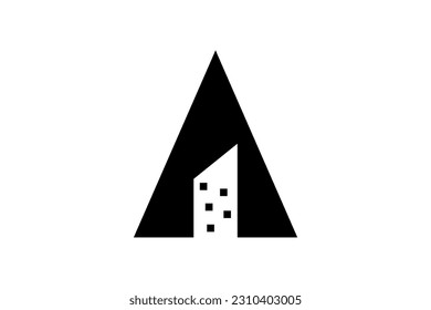 Letra A Signo del vector de diseño del logotipo de construcción 