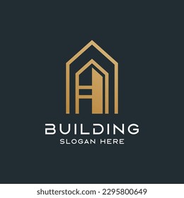 A letter and building logo. luxury logo. logo architect. line logo. suitable for your company.