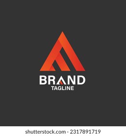 Letra A con el logotipo y el icono del triángulo de construcción. bien para marca de materiales, edificios o monumentos