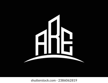 Letra ARE construyendo plantilla de diseño de logotipo de monograma vectorial. Logo de Building Shape ARE.
