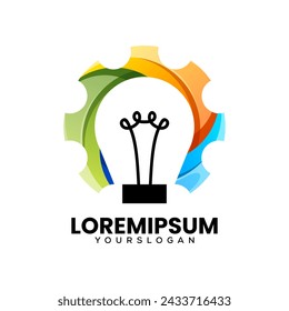 letter  bulb  gear creative  logo design 