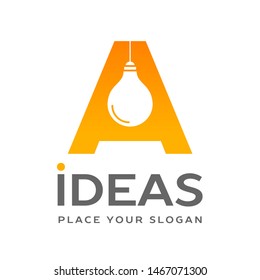 A Letter with bulb lamp vector logo template. This graphic suitable for idea. 
