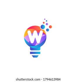 A letter bulb logo design with gradient.Letter w and light bulb.w letter Lamp logo design.Lighting Electric lamp. Electricity, shine.Bulb light icon - Idea sign, solution. Bulb light symbol Energy