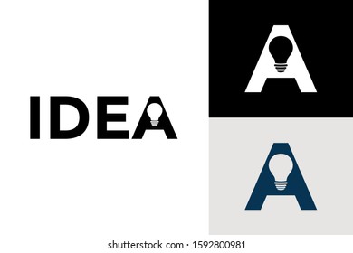 Letter A with Bulb Logo icon Creative Idea Letter A Logo Template Vector