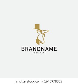 I letter with bull horn logo initial logotype icon vector in elegant simple style