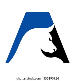 letter a with bull symbol logo vector.