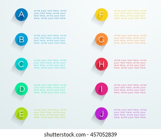 Letter Bullet Points Flat Circles A to J