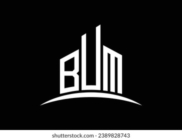 Letter BUM building vector monogram logo design template. Building Shape BUM logo.