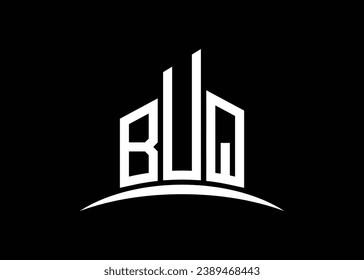 Letter BUQ building vector monogram logo design template. Building Shape BUQ logo.