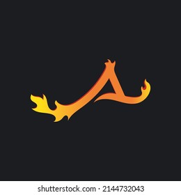 A Letter burning  fire vector icon concept  design template